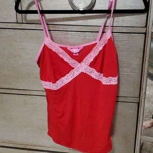 Victoria Secret Pink red camisole with Pink lace